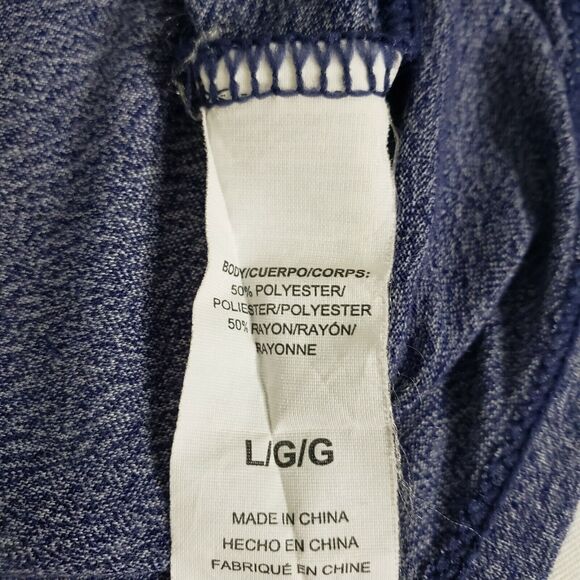 Reebok Womens Crop Top Large Throwback Blue Graphic Workout Slim Fit Slit Back - Picture 7 of 9